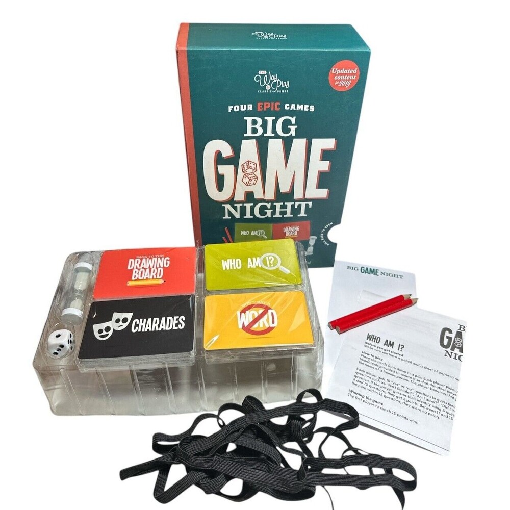 Four Epic Games Big Game Set- Who Am I, Drawing Board, Dont Say A Word, Charades